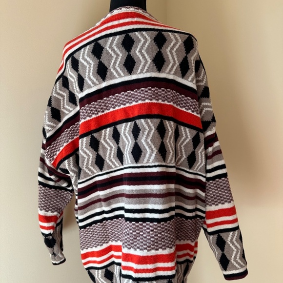 *OLD NAVY* Orange x Black Tribal Pattern Open-Front Cardigan Sweater Size XXL - Picture 4 of 7